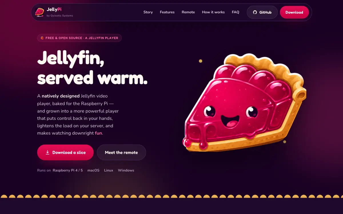 Screenshot of the JellyPi website