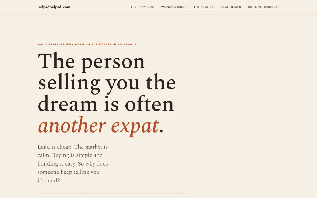 Screenshot of the radpadradpad website