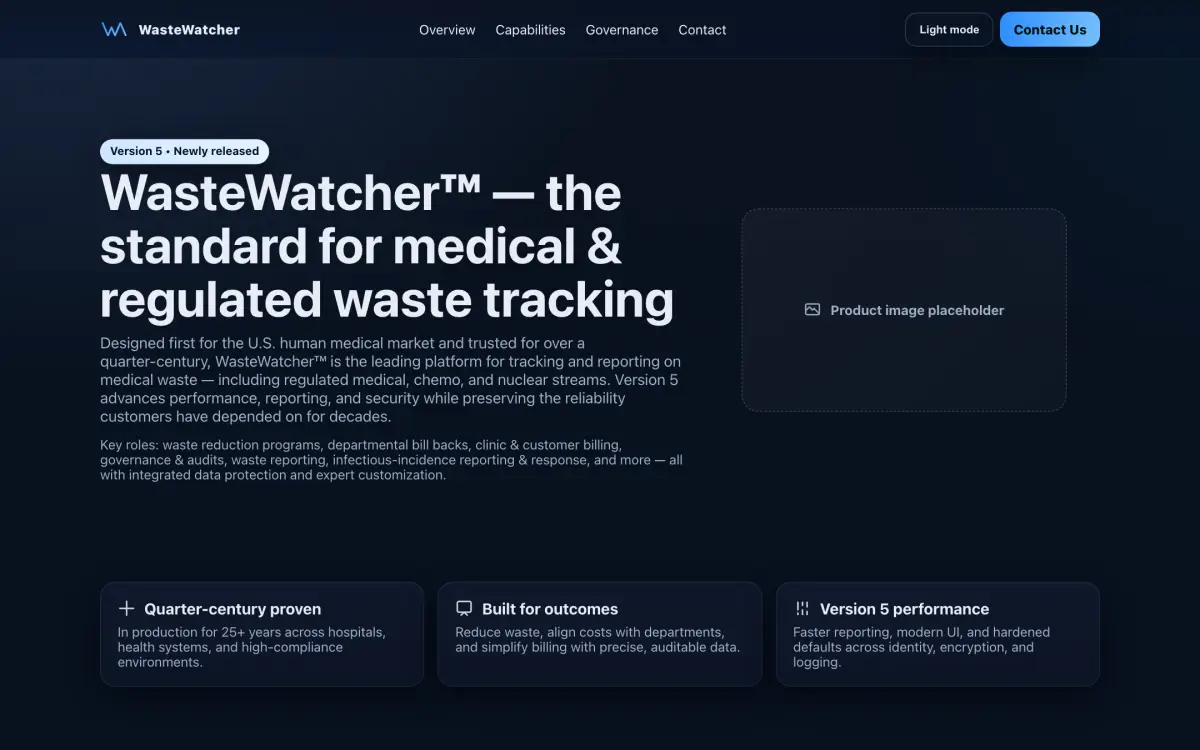 Screenshot of the WasteWatcher website